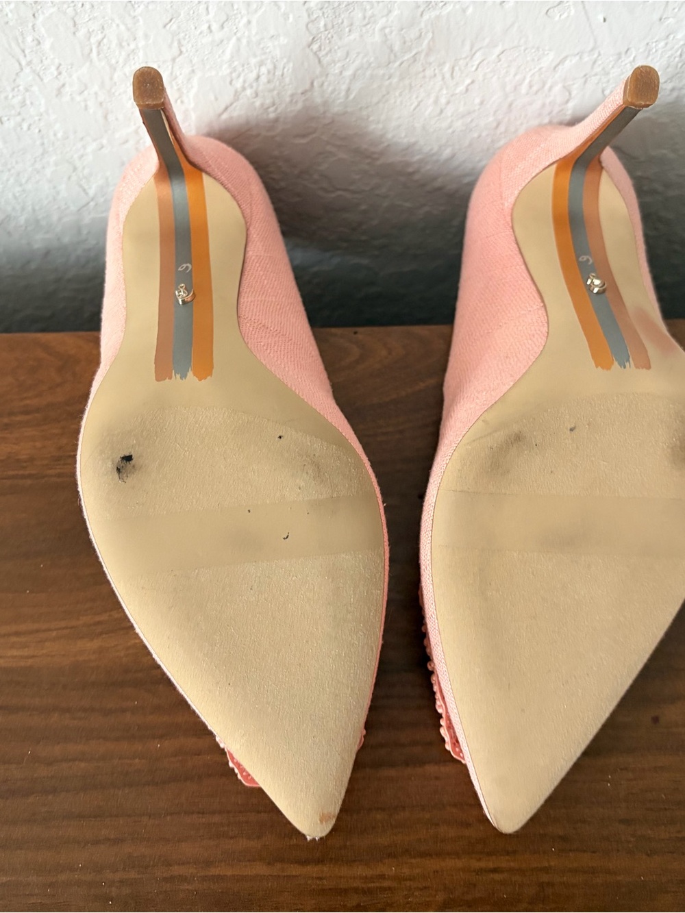 Sam Edelman Pink Beaded Pointed-Toe Pumps - Picture 3 of 3